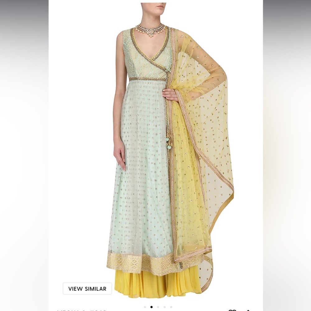 Elegant Mint and Yellow Embellished Women Salwar Set